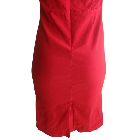 Womens Red Pin-Up Wiggle Stretch Dress Cap Sleeve Size M - Picture 7 of 11
